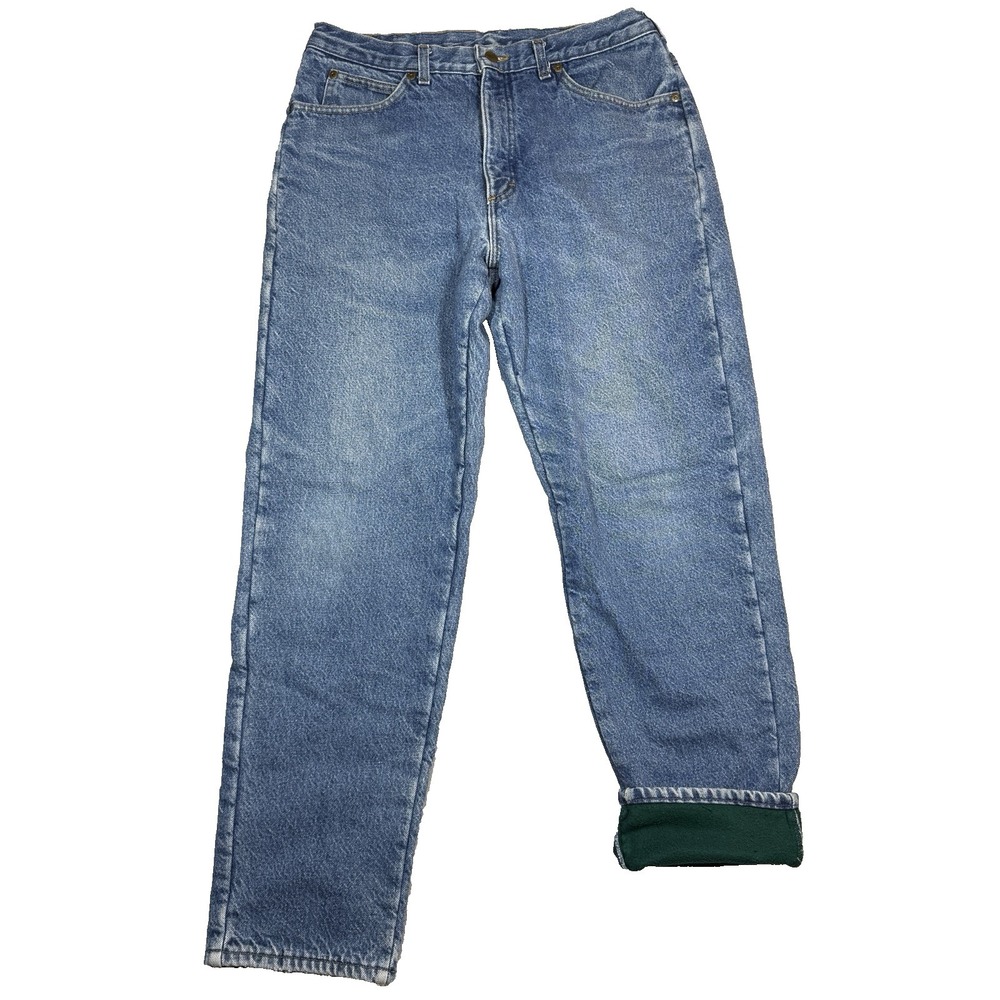 Vintage LL Bean Fleece Lined Jeans Men Fits 33X31 Blue Double L‎ Distressed